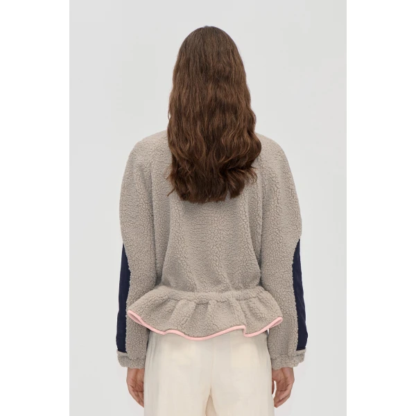 Stine Goya Dropped Shoulder Gathered Jacket in Flint Gray, view 4
