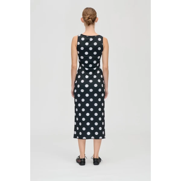 Stine Goya Elastic Deep Neckline Tank Dress in Dots in Motion, view 4