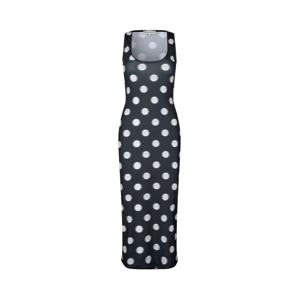 Stine Goya Elastic Deep Neckline Tank Dress in Dots in Motion