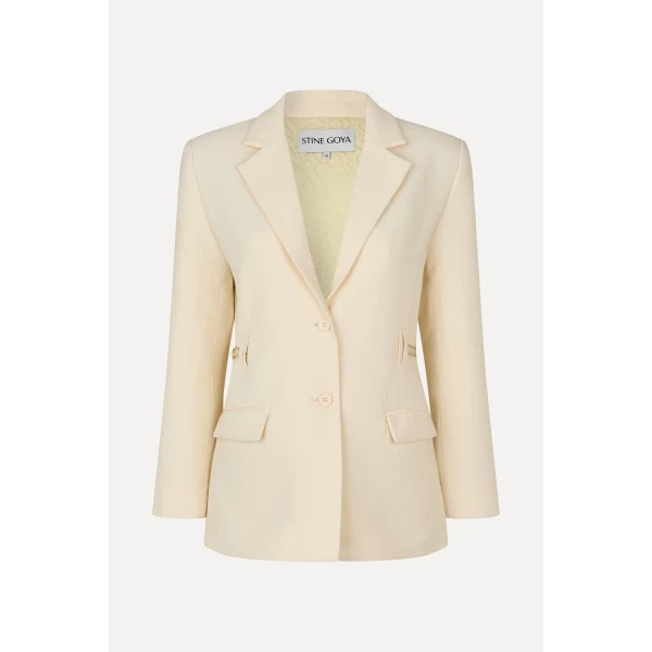 Stine Goya Elastic Detail Tailoring Blazer in Eggnog, view 6