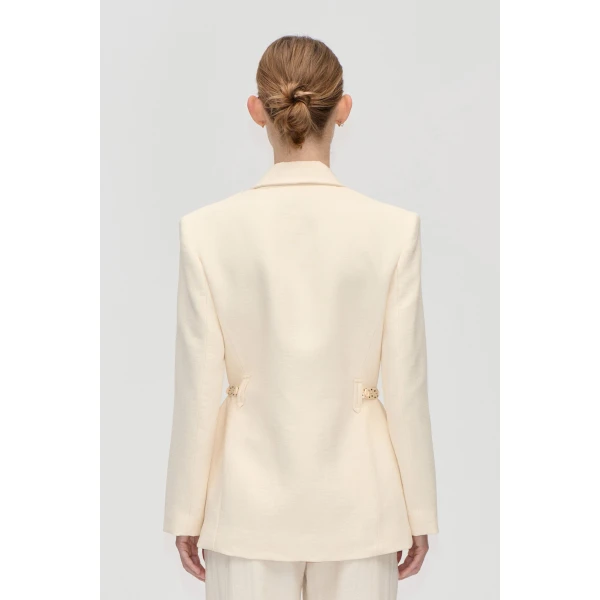 Stine Goya Elastic Detail Tailoring Blazer in Eggnog, view 4
