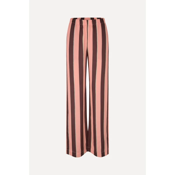 Stine Goya Elasticated Long Pants in Rosewood Mint Stripes, view 3