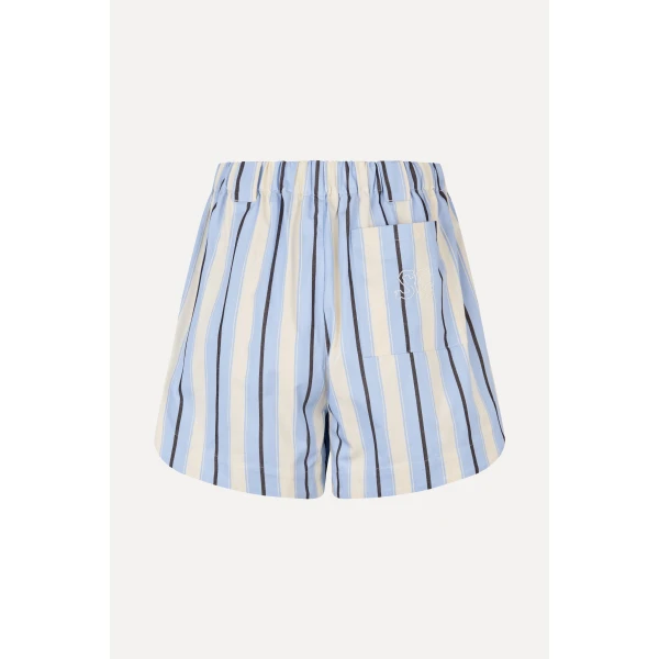 Stine Goya Elasticated Shorts With Tab in Lightwave Stripes, view 3