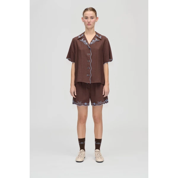 Stine Goya Elasticated Shorts in Roses Embroidery, view 2