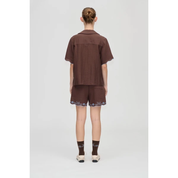 Stine Goya Elasticated Shorts in Roses Embroidery, view 4