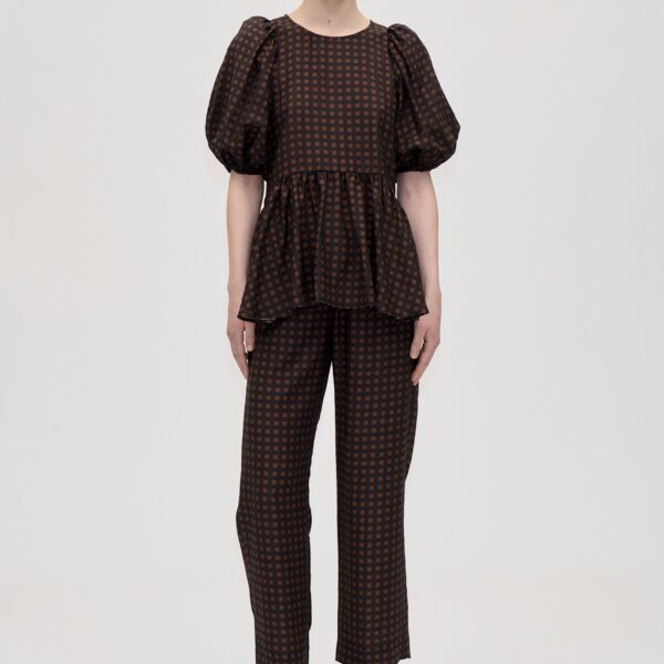 Stine Goya Elasticated Waistband Pants in Morgensol Checks, view 2