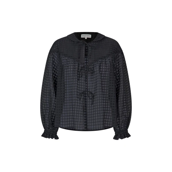Stine Goya Flowy Long Sleeve Top in Checkered Organza