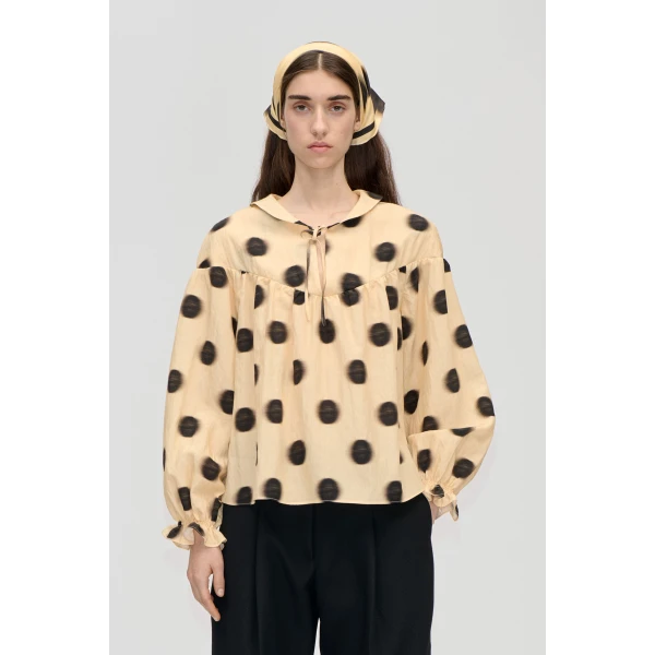 Stine Goya Front Detail Long Sleeve Top in Dots in Motion, view 2