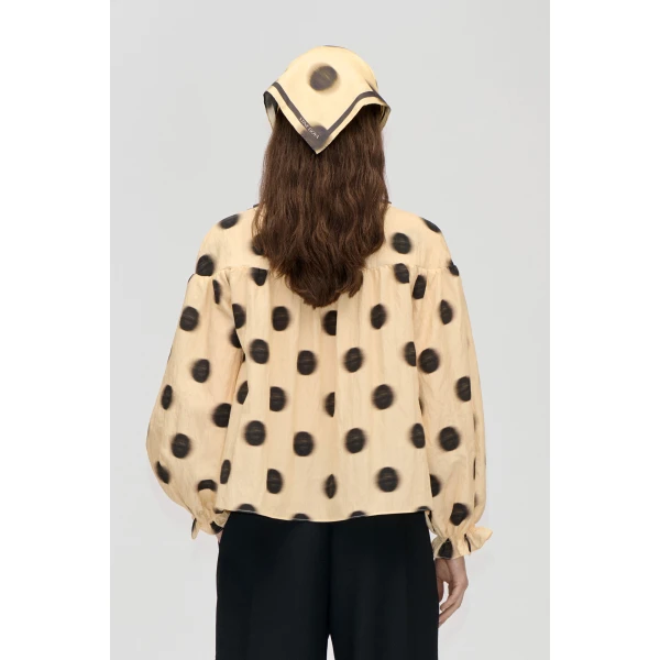 Stine Goya Front Detail Long Sleeve Top in Dots in Motion, view 4
