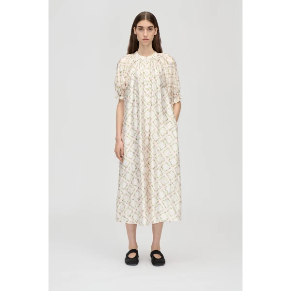Stine Goya Front Placket Long Dress in Sakura Check Pink, view 2