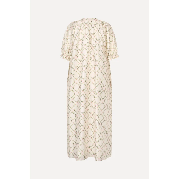 Stine Goya Front Placket Long Dress in Sakura Check Pink, view 3