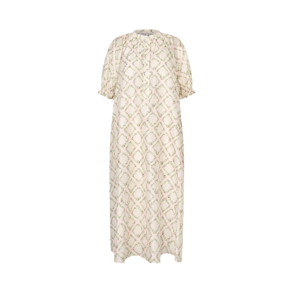 Stine Goya Front Placket Long Dress in Sakura Check Pink