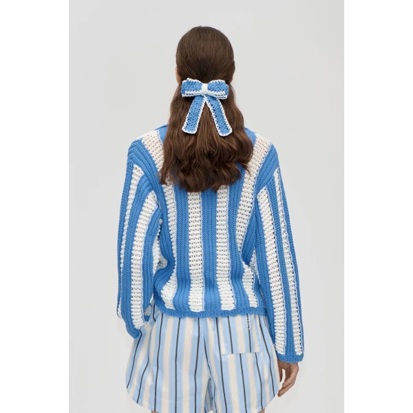 Stine Goya Knit Collar Cardigan in Baseball Stripes, view 4