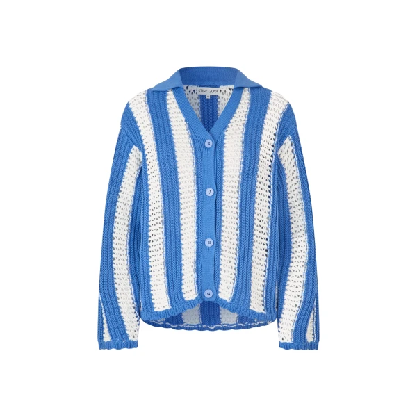 Stine Goya Knit Collar Cardigan in Baseball Stripes
