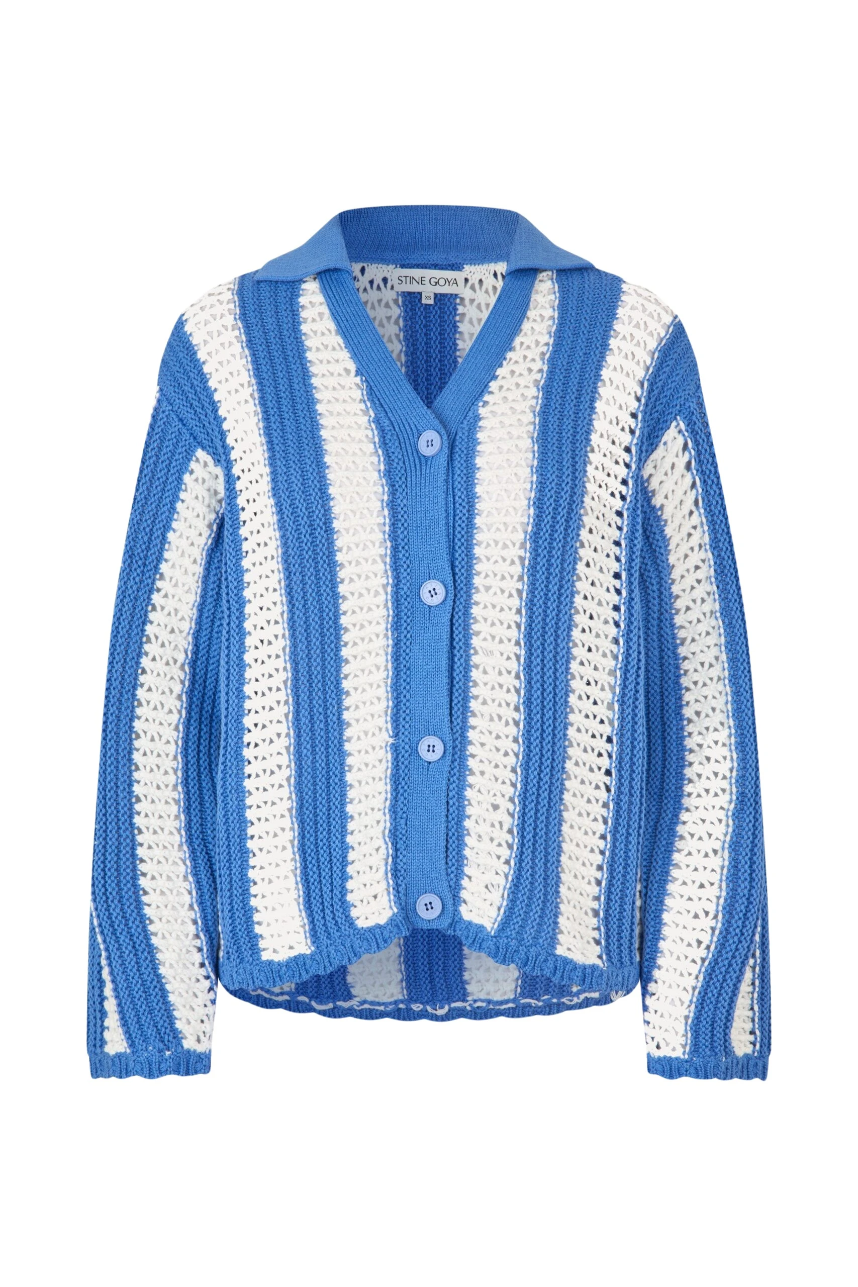 Knit Collar Cardigan in Baseball Stripes