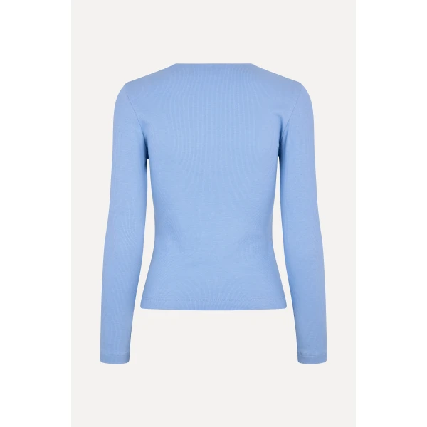 Stine Goya Long Sleeve Rib Top in Bel Air Blue, view 3