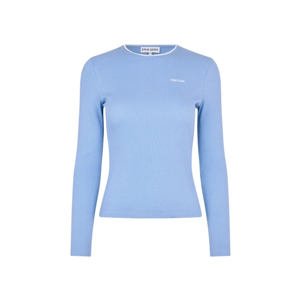 Stine Goya Long Sleeve Rib Top in Bel Air Blue
