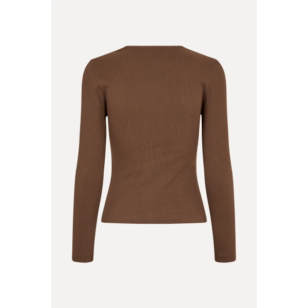 Stine Goya Long Sleeve Rib Top in Chicory Coffee, view 3