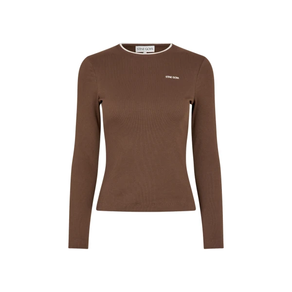 Stine Goya Long Sleeve Rib Top in Chicory Coffee