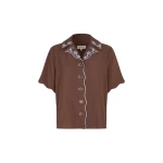 Stine Goya Scalloped Short Sleeve Shirt in Roses Embroidery