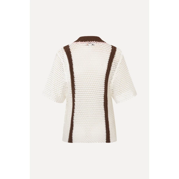 Stine Goya Short Sleeve Bowling Polo in Baseball Stripes, view 3