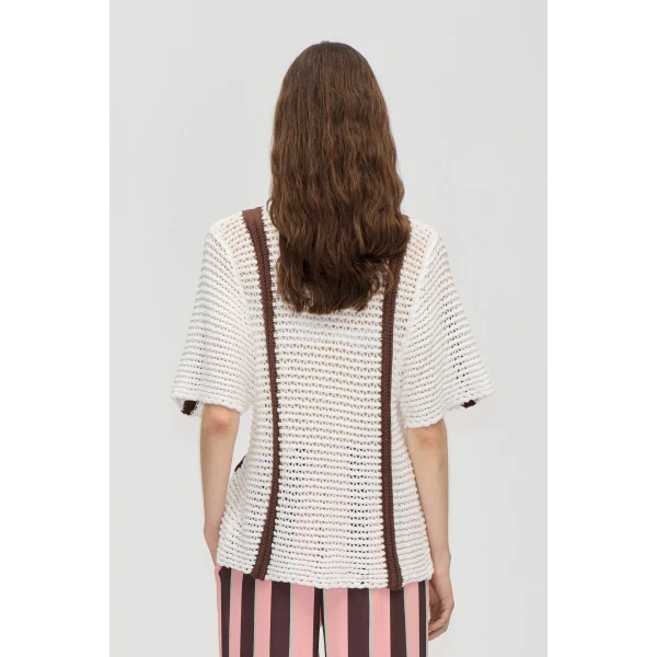 Stine Goya Short Sleeve Bowling Polo in Baseball Stripes, view 4