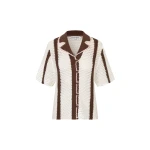 Stine Goya Short Sleeve Bowling Polo in Baseball Stripes