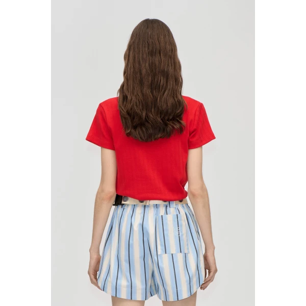 Stine Goya Short Sleeve Relaxed T-Shirt in Velocity Red, view 4