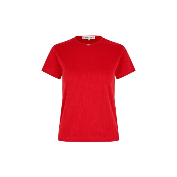 Stine Goya Short Sleeve Relaxed T-Shirt in Velocity Red