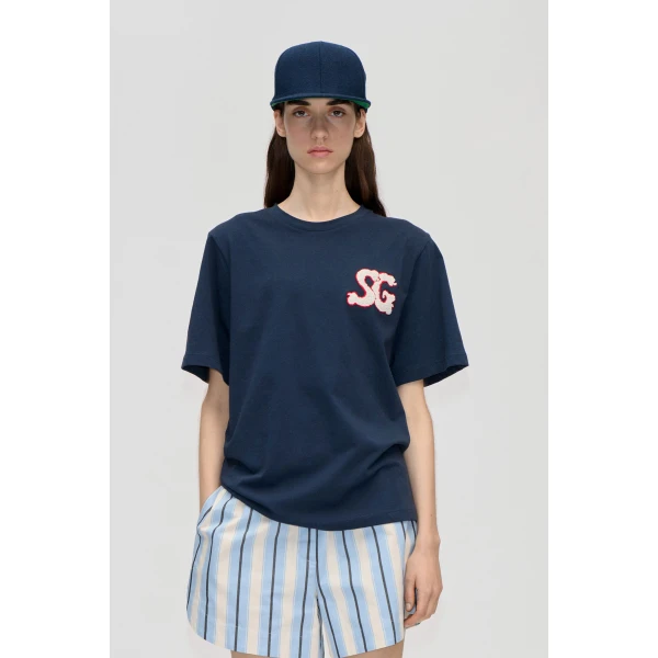 Stine Goya Short Sleeve T-Shirt in Baseball SG Patch, view 2