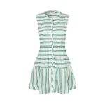 Stine Goya Sleeveless Smocked Short Dress in Smocked Stripes