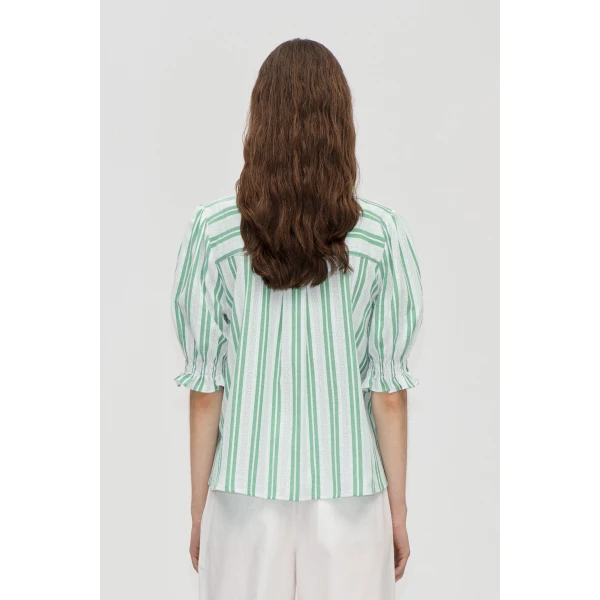 Stine Goya Smocked Gathered Top in Smocked Stripes, view 4
