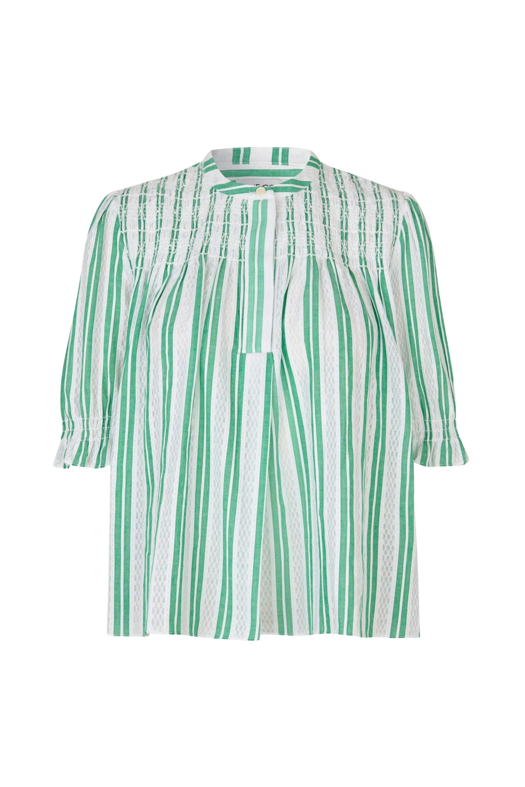 Stine Goya Smocked Gathered Top in Smocked Stripes