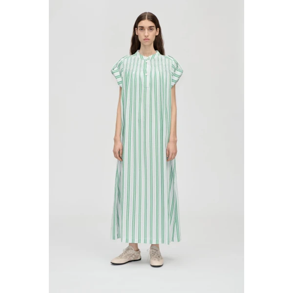 Stine Goya Smocked Tunic Long Dress in Smocked Stripes, view 2