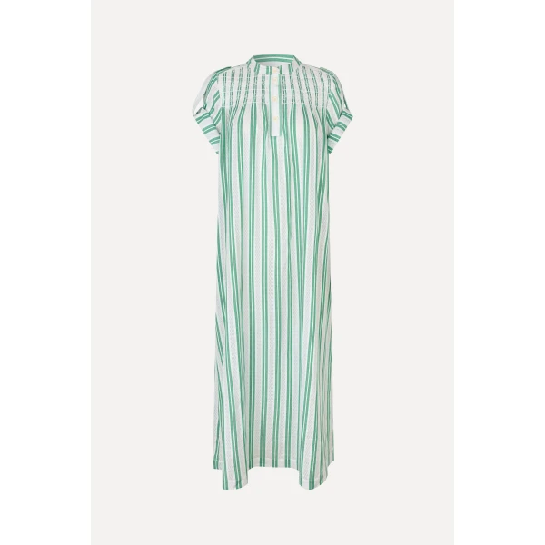 Stine Goya Smocked Tunic Long Dress in Smocked Stripes, view 6