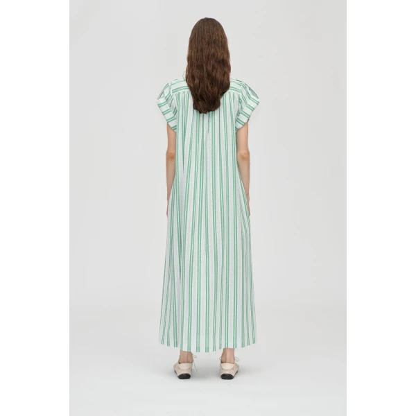 Stine Goya Smocked Tunic Long Dress in Smocked Stripes, view 4