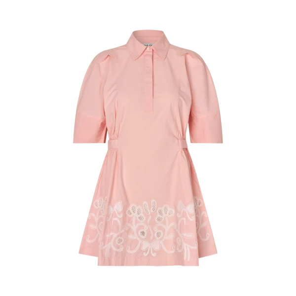Stine Goya Structured Sleeve Mini Dress in Ballerina Broderie