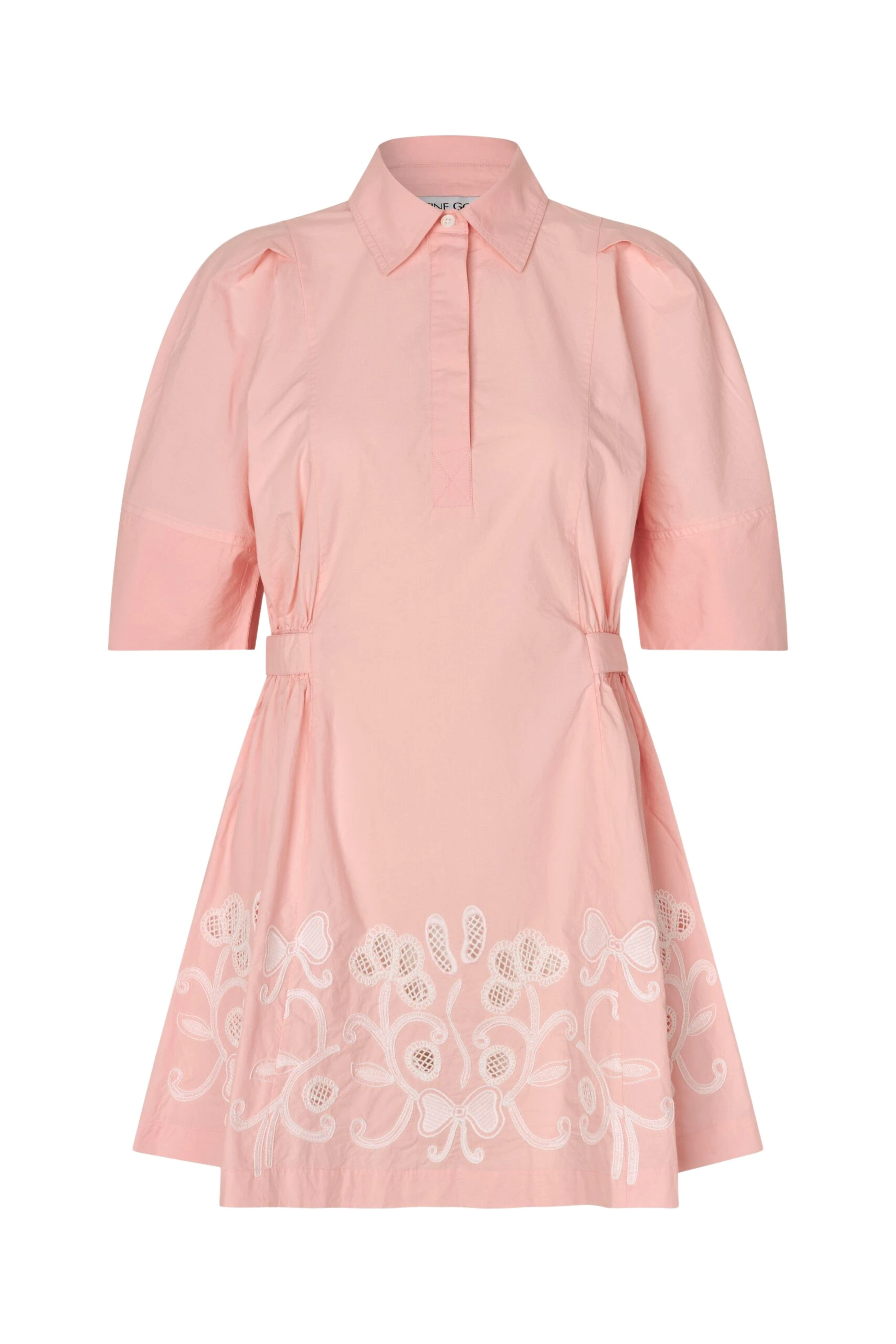 Stine Goya Structured Sleeve Mini Dress in Ballerina Broderie