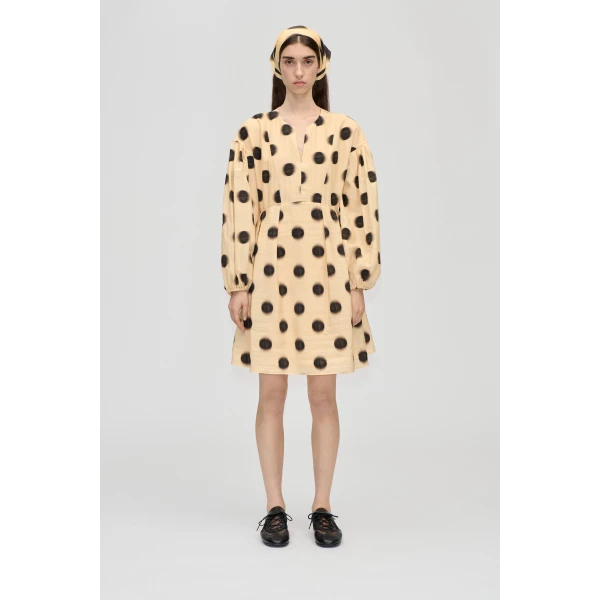 Stine Goya Voluminous Long Sleeve Mini Dress in Dots in Motion, view 2