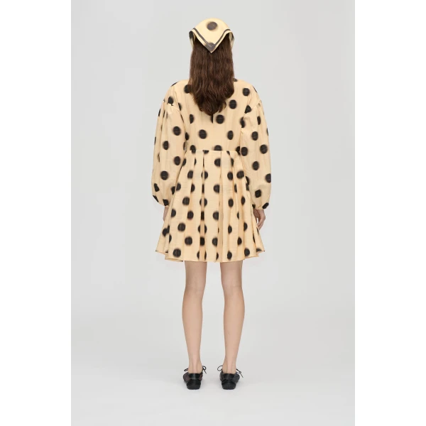 Stine Goya Voluminous Long Sleeve Mini Dress in Dots in Motion, view 4