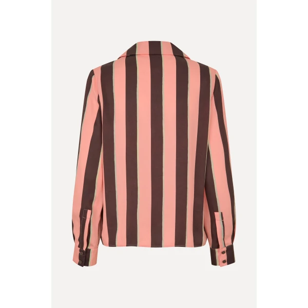 Stine Goya Wide Point Collar Shirt in Rosewood Mint Stripes, view 3