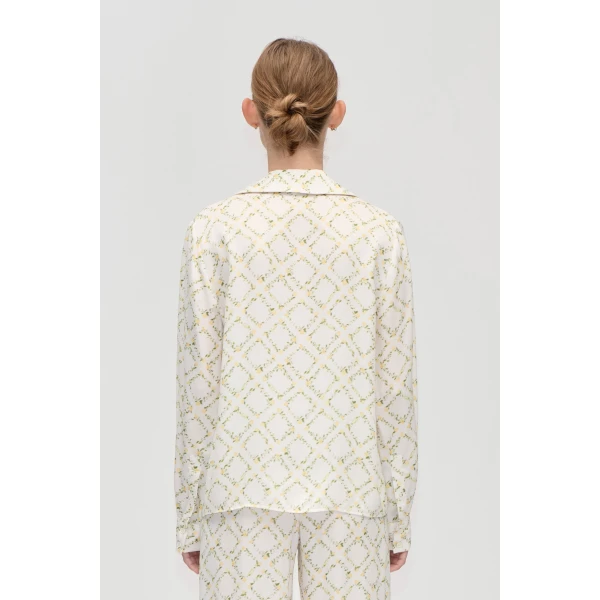 Stine Goya Wide Point Collar Shirt in Sakura Check Yellow, view 4