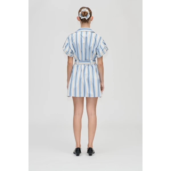 Stine Goya Workwear Short Dress in Lightwave Stripes, view 4