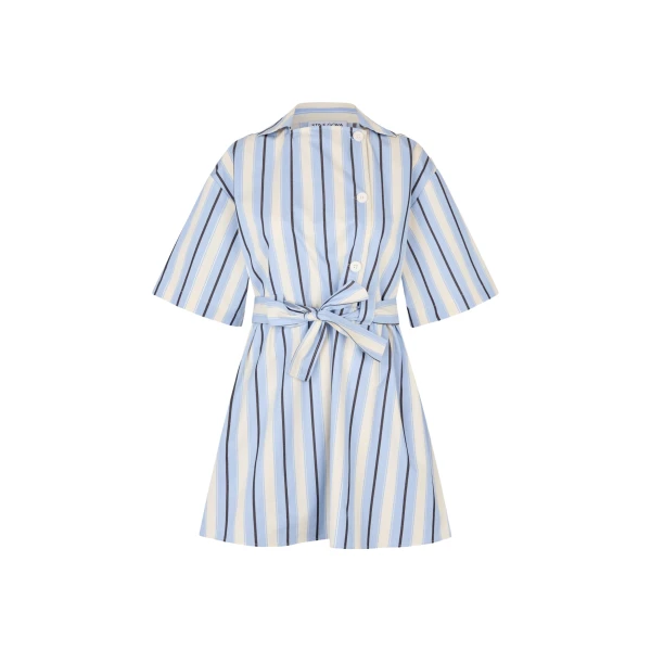 Stine Goya Workwear Short Dress in Lightwave Stripes