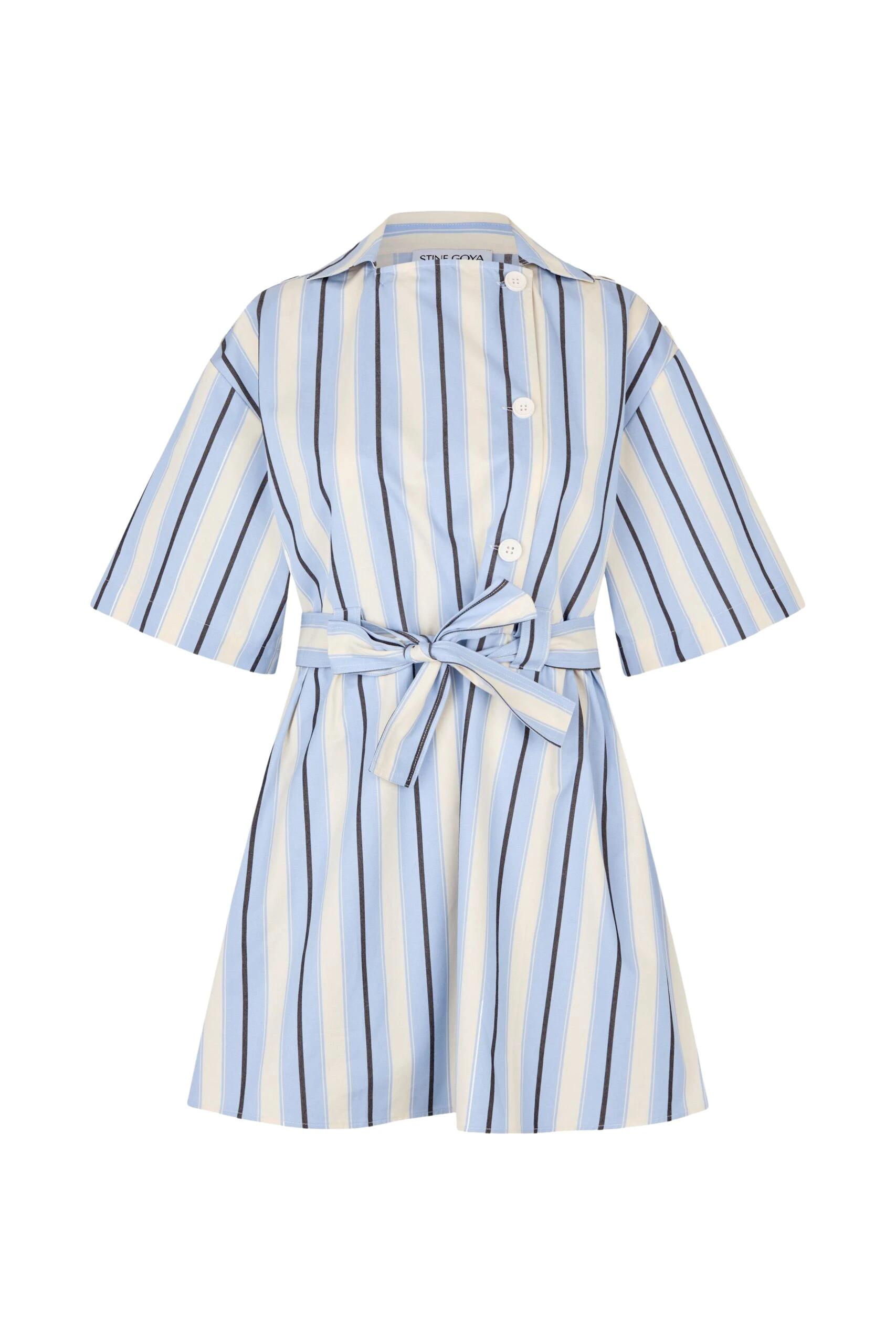Stine Goya Workwear Short Dress in Lightwave Stripes