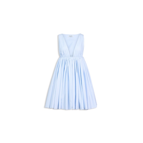 Alaïa Striped Poplin Skater Dress - ALAÏA Dresses - Laser Cut Luxury - Shop at Luxury Shoes 