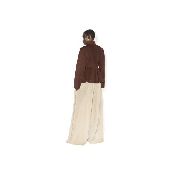 Alaïa Suede Goatskin Peplum Jacket - ALAÏA Jackets - Laser Cut Luxury - Shop at Luxury Shoes 