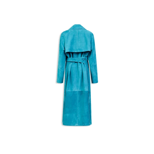 Alaïa Suede Goatskin Trench Coat - ALAÏA Coats - Laser Cut Luxury - Shop at Luxury Shoes 
