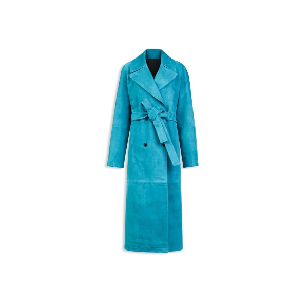 Alaïa Suede Goatskin Trench Coat - ALAÏA Coats - Laser Cut Luxury - Shop at Luxury Shoes 