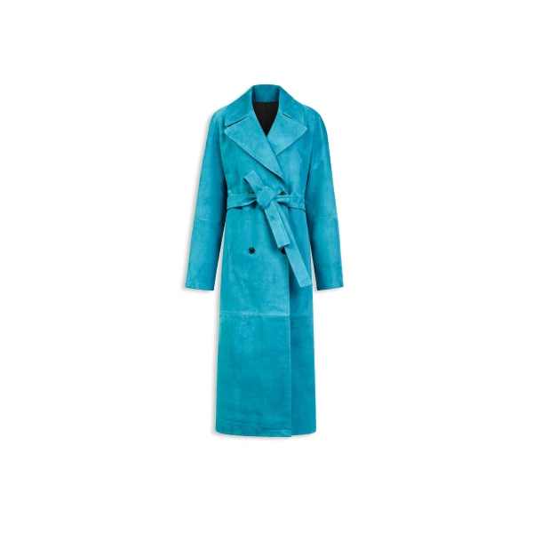 Alaïa Suede Goatskin Trench Coat - ALAÏA Coats - Laser Cut Luxury - Shop at Luxury Shoes 